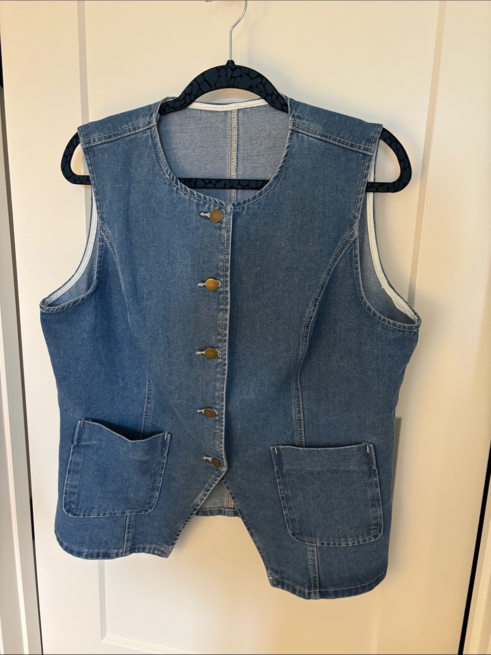 Amazon Blue Denim Button-Front Vest